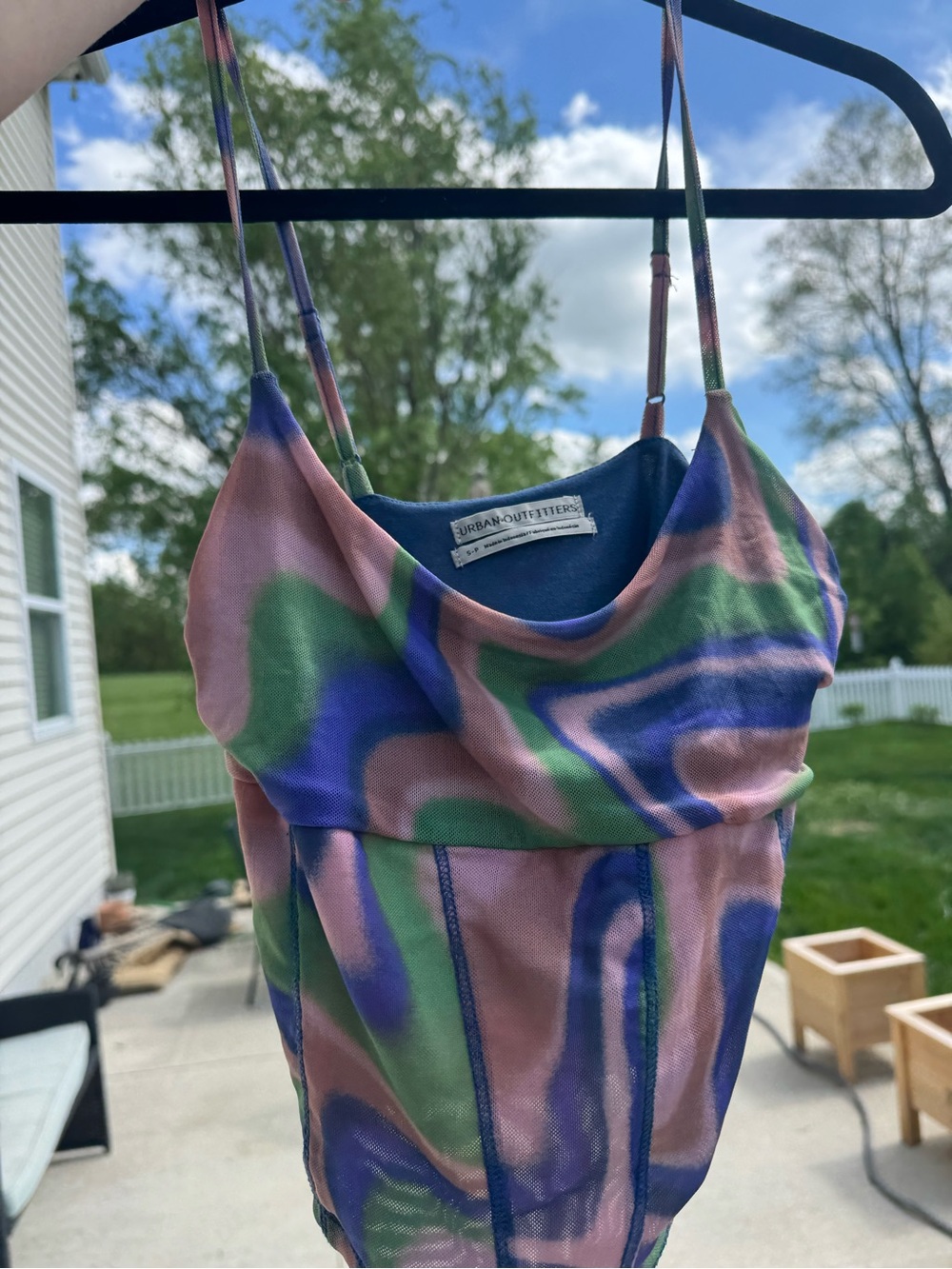 Urban Outfitters navy blue top with multicolor